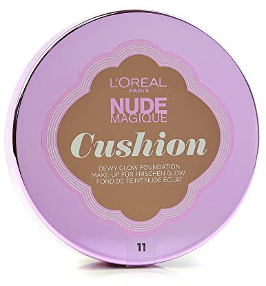 L'Oréal Paris natürliches Make Up Nude Magique Cushion, 01 Porcelain - ultra-sanftes Liquid Make Up für einen strahlend frischen Look - mit LSF 29, 1er Pack (1 x 15 g)