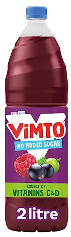 Vimto Original Real Fruit Squash No Added Sugar - Low Calorie Mixed Fruit Juice Squash, Blackcurrant, Grape & Raspberry, 2L Bottle