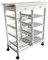 Mueble Gestion Carro DE Cocina con Ruedas, VERDULERO FRUTERO Doble, 4 CESTAS 4 BALDAS Y 2 CAJONES Color Blanco