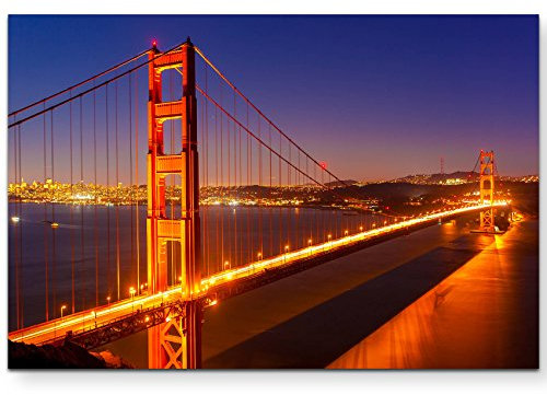 Paul Sinus Art Leinwandbilder | Bilder Leinwand 120x80cm Golden Gate Bridge bei Nacht