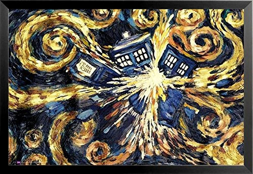 BUY ART FOR LESS buyartforless Work Gerahmtes Poster Doctor Who Exploding Tardis No Border 36 x 24 cm