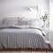 The Linen Yard The Hebden Duvet Set Reversible Striped Design-2 x Pillowcases Included Machine Washable-228 x 218cm (91 x 81 inches), Cotton, Blue/Grey/Natural, King