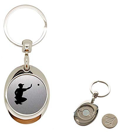 Mygoodprice Porte clé en Métal alu brossé avec jeton aimanté gravé pétanque