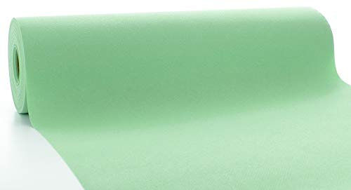 Mank Airlaid Tischläufer 40 cm x 24 m | Gastronomie | Tischdecken-Rolle stoffähnlich | praktische Einmal-Tischdecke | Uni | Neutral | 1 Stück | (Pistazie)