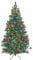 SHATCHI 6ft/1.8m Pre-Lit Artificial Christmas Tree Alaskan Pine Green 550 Tips-160 Multicolour LEDs Metal Stand Xmas Home Decorations, 180cm