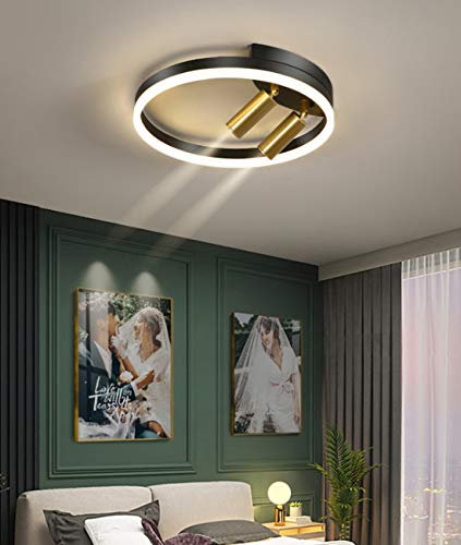 LED Deckenleuchte Deckenlampe Schwarz Schlafzimmer Wohnzimmer Lampe Dimmbar mit Fernbedienung Kreativ Runde Modern Design Deckenstrahler für Landhaus Esszimmer Arbeitszimmer Küchen Verstellbar Ø50cm