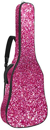 Gitarrentasche mit Reißverschluss, wasserdicht, weich, für Bassgitarre, Akustik- und klassische Folk-Gitarre, Pink mit Glitzer-Effekt