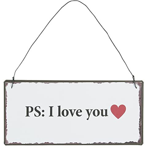 IB Laursen Schild 'PS: I Love You' Metall Spruch Herz zum Hängen Ich Liebe Dich