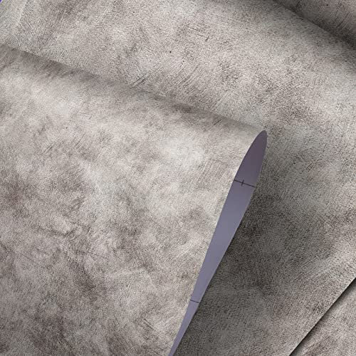 Ekmxmax Papel tapiz de cemento de hormigón de 24 x 200 pulgadas, textura de luz gris, papel de contacto mate, adhesivo brillante, impermeable, grueso, industrial, 3D, para paredes, baño, sala de