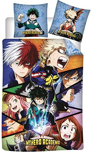 My Hero Academia Bettwäsche-Set, Bettbezug 140 x 200 cm, Kissenbezug 63 x 63 cm, Polyester
