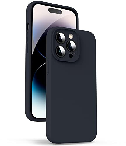 Supdeal Cover in Silicone Liquido per iPhone 14 Pro Max, [Protezione Fotocamera] [Anti-Impronta Digitale] [3 Strati di Protezione], Custodia Ultra Sottile in Microfibra, 6,7 Pollice, Nero