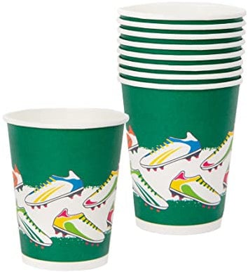 Talking Tables- Copas de Fútbol - Pack de 8 Vajillas de Fiesta Infantiles Reciclables y Desechables para Cumpleaños, Copa Mundial de la FIFA, EUROs