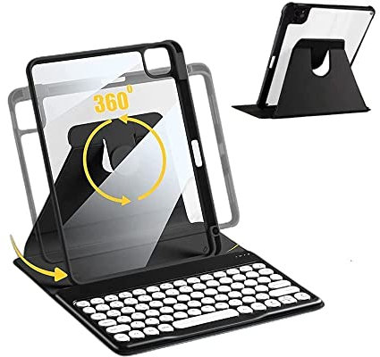 PboyiqiS Funda de teclado para iPad de 10.2 pulgadas de 9ª/8ª/7ª generación, funda giratoria magnéticamente desmontable con soporte para lápices para iPad 9/iPad8/iPad7 de 10.2 pulgadas (negro)