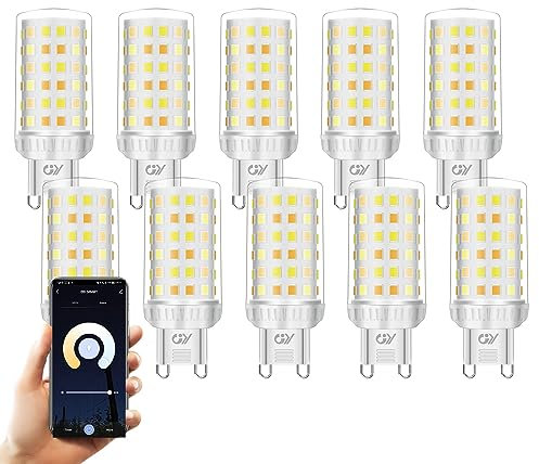 GY Alexa Glühbirne Smart Lampe G9,WLAN Lampe LED Kompatibel mit Alexa/Google Home 2.4 GHz,4W 440lm, Dimmbar Warmweiß-Kaltweiß und Mehrfarbige Birne, Kontrolle durch APP, 10 Stück