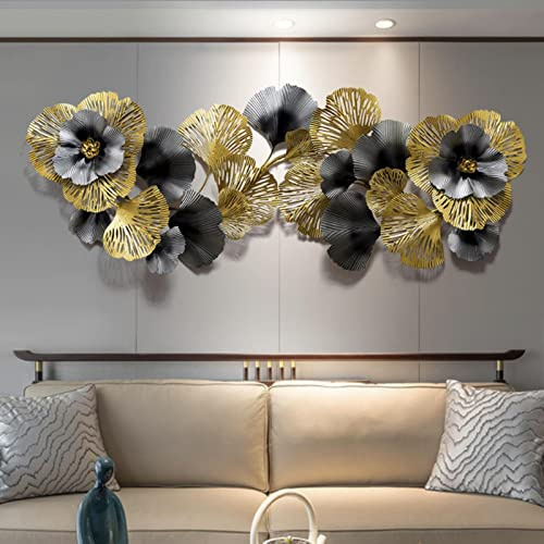 3D-Metall-Wandkunst-Dekor handgefertigte goldene Ginkgo-Blatt-Wandbehang | Dekor-Metallkunst-Wand-Skulptur for Haupthotel-Schlafzimmer-Wohnzimmer-Küche