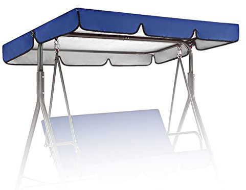 BAGASI Replacement Canopy for Swing Seat, Swing Chair Canopy Replacement, 2 & 3 Seater Hammock Cover with 4 Reinforced Corner Pockets, Waterproof Sun Shade,Blue,190 * 132 * 15cm
