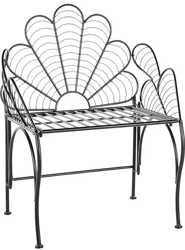 Beliani Gartenstuhl aus Metall schwarz pulverbeschichtet Blumenform Retro Stil Liguria