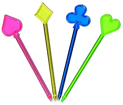 CJKDXDH Palillos de plástico multicolor para frutas, palillos de dientes, palillos de aperitivos, pinchos de alimentos, sándwich, bebidas, decoración de fiesta, 100 unidades