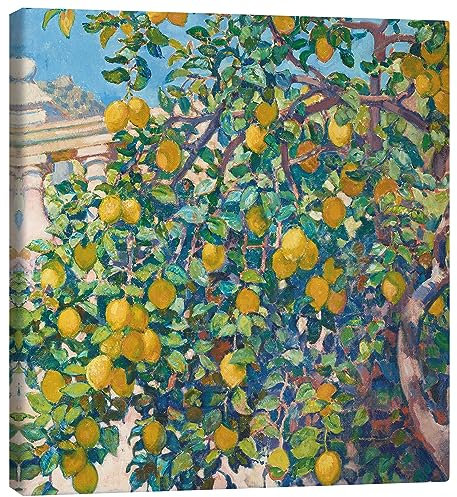 Posterlounge Zitronenbäume in La Mortola, 1921 Leinwandbild von Theo van Rysselberghe 30 x 30 cm Grün Wandbilder Wanddeko