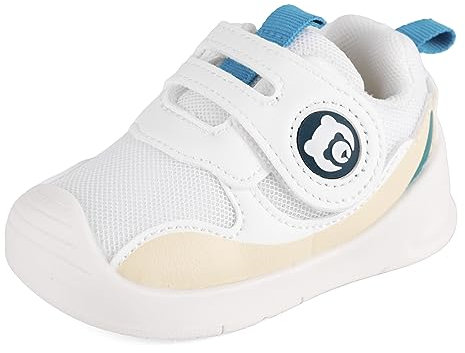 MK MATT KEELY Zapatos Bebé Primeros Pasos Zapatillas Niño Niña Cuero PU Calzado Suela Suave Antideslizante,Blanco,EU22(CN19)