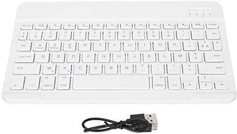 Gedourain Clavier 10 Pouces, Conception Fine et étanche, Clavier AZERTY Français sans Fil de Style Ciseaux Fins pour Tablette, Téléphone et Ordinateur (Blanc)