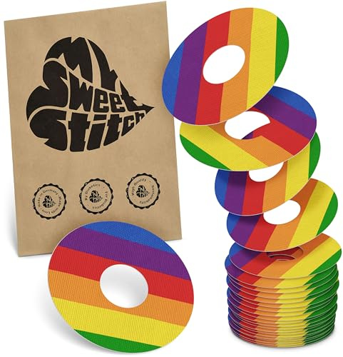 MySweetStitch 25 Ringpatches für FreeStyle Libre 3/3 Plus rund Pride | Stabilisiert ablösende Ränder, Mitte bleibt frei, wasserfest und flexibel, bis zu 15 Tage Halt