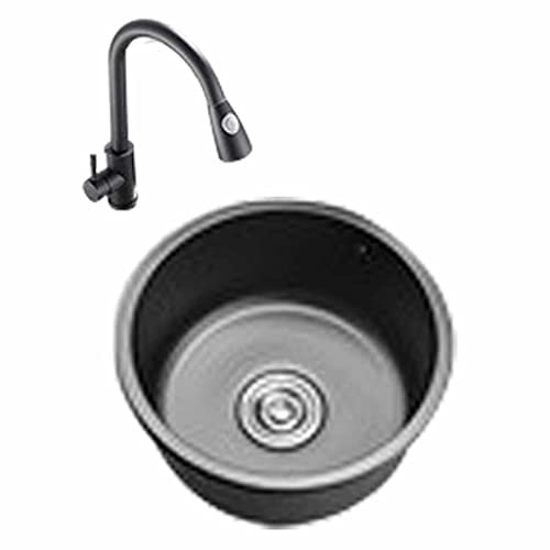 Fregadero Cocina Fregadero Fregadero Redondo Fregadero Extraíble Doble Función Grifo Negro Nano 304 Fregadero de Acero Inoxidable Cocina Lavabo Individual Balcón Mini Bar Fregadero