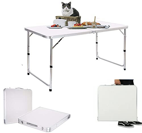 Campingtisch faltbar Klapptisch, Alu Gartentisch Tischplatt Falttisch klappbar Arbeitstisch Balkontisch Höhenverstellung Klappbarer Multifunktionstisch für Balkon Terrasse Picknick, 90x60x37/67/cm