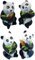 Generisch 4er Set Panda Bär je 6 x 4 x 3,5 cm Mini Pandabär Setzkasten Asien Tier Figur Deko SRBG J049