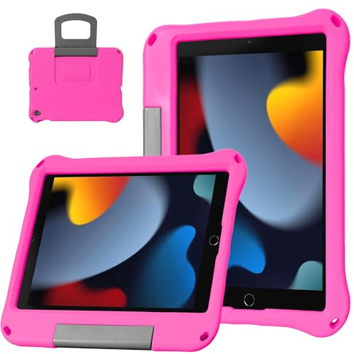 DJ&RPPQ iPad 10.2-Inch Case - Lightweight & Shockproof Handle Stand Compatible with 9th/8th/7th Generation, Pro 10.5/Air 3 10.5 (Pink)