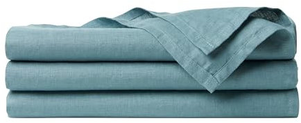 DAPU Tischdecke Leinen, 100% Französisches Naturleinen Rechteckige Tischdecke 140×220cm (Petrol, 140 x 220cm)