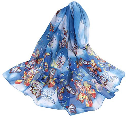 Ein Schal Fürs Leben Simulation Schals Lange Wickelblume Weicher Druck Frauen Schal Seide 160 * 50 cm Schal Schal Dynamo Fanartikel Schal (Blue, One Size)