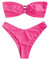 ZAFUL Damen Bikini Set mit O-Ring und Raffung hinten, hoher Schnitt, Bandeau Bikini Set, solide gepolstert, trägerlos, Zweiteiliger Badeanzug (1-Heißes Rosa,L)
