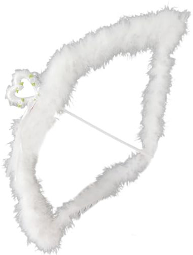 Geagodelia Damen Amor Kostüm Pfeil und Bogen Set Faschingskostüme Karneval Halloween Valentinstag Amor Kostüm Accessoires für Erwachsene (Weiße Federn, One Size)