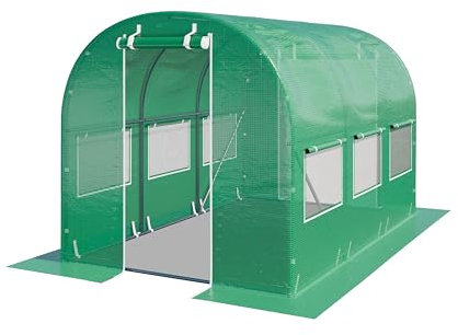 TOOLPORT Invernadero túnel Invernadero Jardín para Plantas con Ventanas 2x3m - Lona de PE 180g/m² Verde Transparent