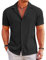 COOFANDY Camisas Hombre Manga Corta Regular Fit Camisas Verano Camisa Casual Hawaiana Camisa Playa Negro M