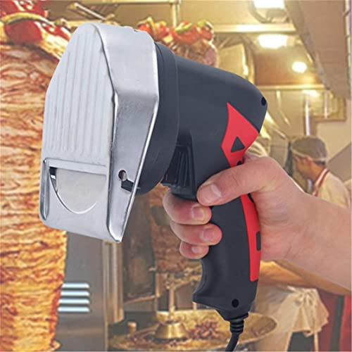 Couteau à kebab électrique Shawarma Doner 80 W, trancheuse à kebab électrique commerciale portative, couteaux à découper électriques portables Kebab s, épaisseur réglable 0-8 mm, rouge avec cordon