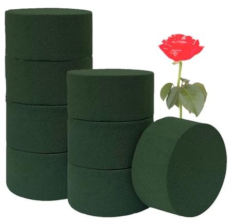 8 Pcs Round Floral Foam, 8cm Oasis Flower Wet Dry Plant Foam, Foam Blocks for Fresh and Artificial Flower, DIY, Arts, Crafts, Room Decor, Displays and Designs, Weddings, Party