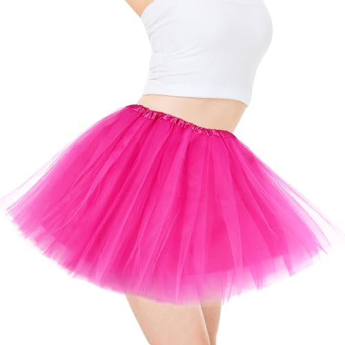 Jupe Tutu en Tulle, Tulle Jupe Tutu 4 Couches Doublée d'une Ballet Moelleux Parfait Fêtes Costumées pour Halloween Marathon Course (FR/ES, Alpha/Lettres, M, Taille Normale, Taille Normale, Les Roses)