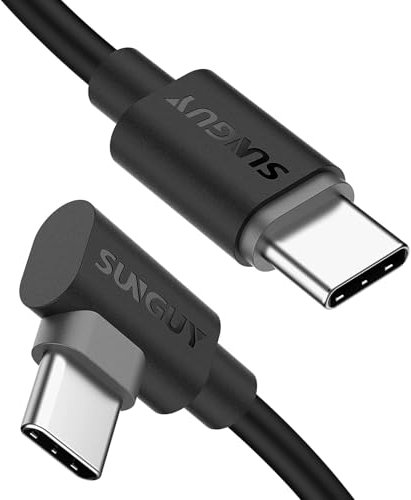 SUNGUY USB C to C Cable Charger 60W【0.15m x2】 Right Angle USB Type C to Type C Fast Charging Data Cable Compatible with Samsung Galaxy S22/A13,Pixel 6/7,Oneplus 10,MacBook Pro,iPad Pro,MacBook Air
