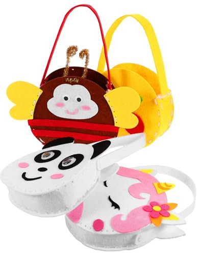 HAWILLOSCH Handtaschen-bastelsets Für Kinder 4 Sets Vlies-taschen-bastelset Nähprojekte Zum Erlernen Des Bastelns Zufälliger Stil