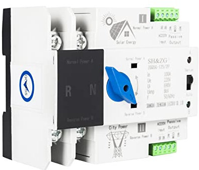 Jadeshay Automatischer Transferschalter, ATS-Übertragungsschalter, 220 V, Photovoltaik, unterbrechungsfreier Stromschalter/Umschalter von PV-Solar-Wechselrichter auf USV (ZGQ5G-100A/2P)