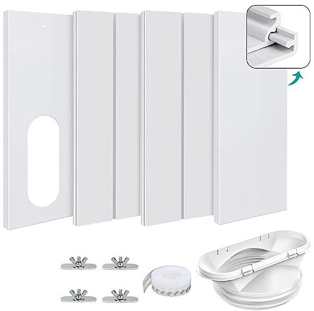 Kit de placa deslizante de ventana ajustable portátil para aire acondicionado, kit de ventilación expandible para manguera de escape, accesorios de aire acondicionado para una fácil instalación y un