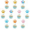 20stk Cupcake Toppers mit Hundepfoten, Glitzernde Cupcake Toppers mit Welpenpfoten Blaue Cupcake-Toppers mit Hundemotiv Geburtstagsparty Dekorationen mit Cartoon-Hund für Geburtstagspartys