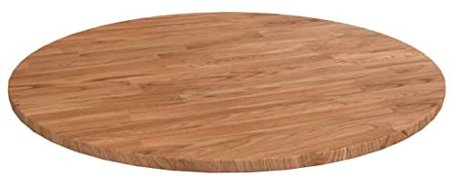 AUVYI Esstisch Ersatztischplatte Ø 60x1,5 cm Runde Tischplatte Couchtischplatte Restaurants Bartisch Platte für Gewerbliche Zwecke Holzplatte Cafes Hellbraun Massives Eichenholz