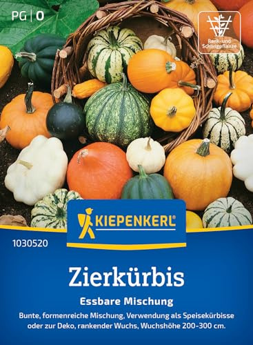 Kiepenkerl Zierkürbissamen Essbare Mischung 1030520, Saatgut | Kürbissamen in verschiedenen Farben und Formen, als Speisekürbis oder zur Deko, rankender Wuchs bis zu 300 cm