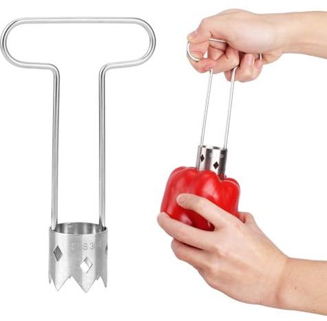 Fruit and Vegetable Corer, 2025 New Upgraded Stainless Steel Fruit Core Remover T-Type Pepper Seed Corer Tool for Vegetables Fruit Kitchen Utensils