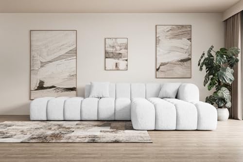 ALTDECOR Ecksofa in L-Form Corner Sofa Bett Eckcouch Couch Wohnlandschaft Cauchsofa Olea-L2-289x176x71 cm Weiß