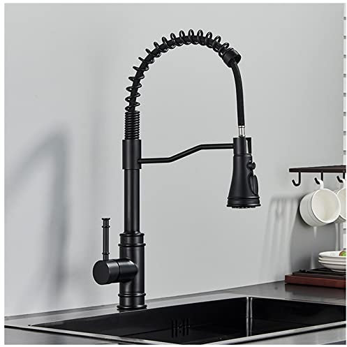 Grifo de fregadero de kiten, grifos de kiten de resorte de arco alto, grifo de kiten comercial de mango único con pulverizador de pulver