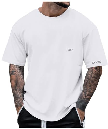 Mens Casual Slim Fit Basic Henley Short/Long Sleeve Fashion T-Shirt Work Office Wedding Beach Holiday Blouse Japanese Aesthetic Clothes （White-d, XL